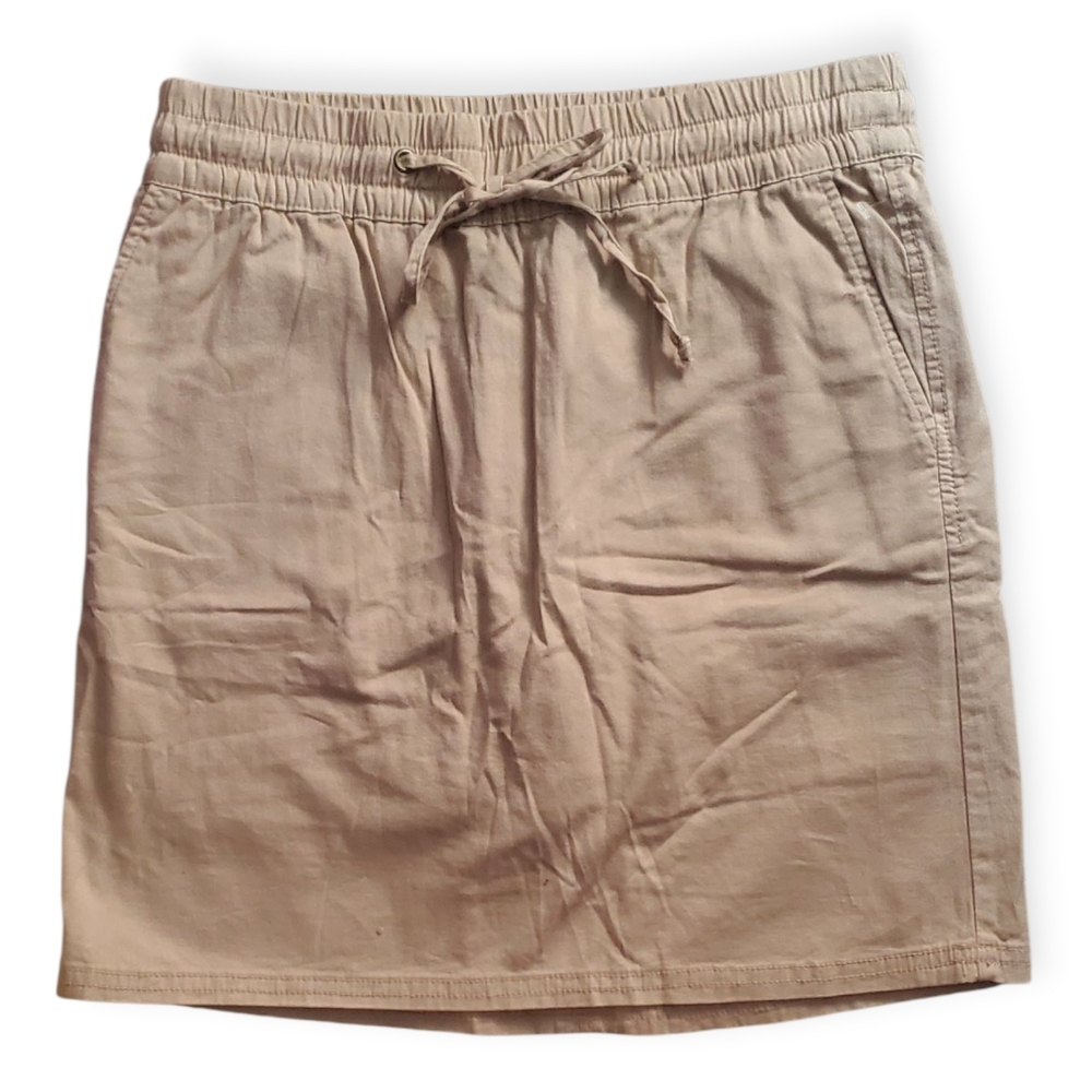 Baccini Women's Beige Drawstring Skirt with Pockets